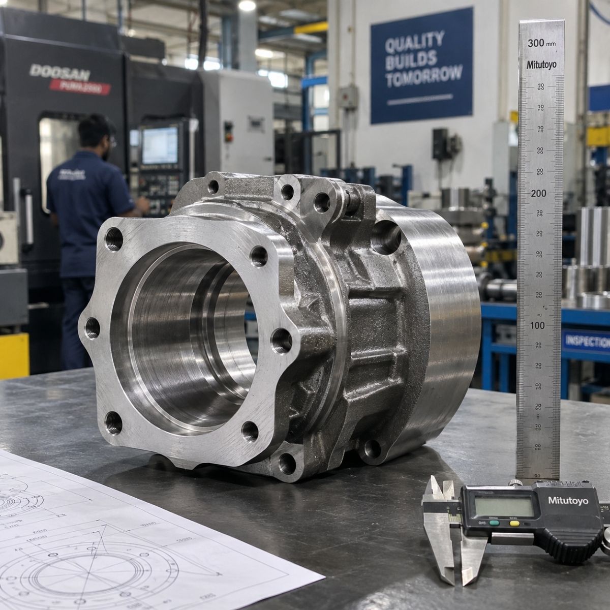 Industrial product photography in Chennai showing precision machinery at a factory