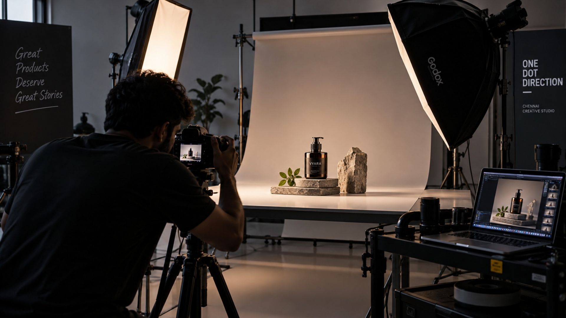 Product photography setup in a Chennai studio